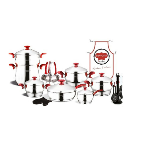 Set De Cuisine Bonera 25 Pièces Inox - Rouge