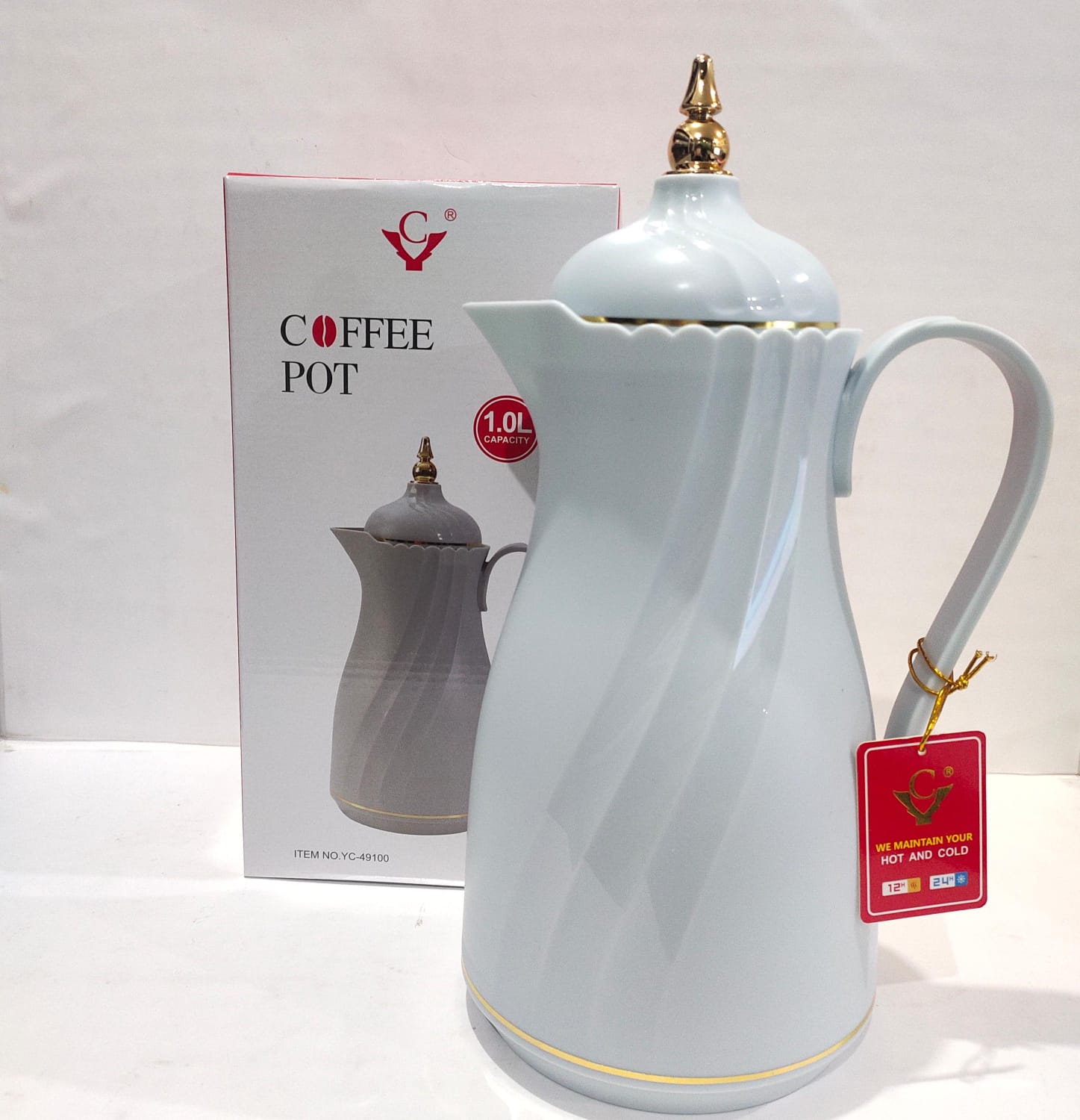 THERMOS EN PLASTIQUE 1L ROSE - GRIS