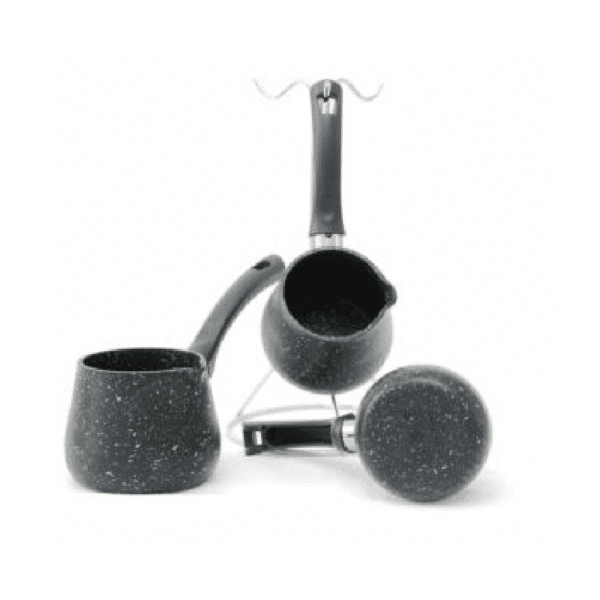 Set de 3 pots à café zazwa avec support - Granite - Noir