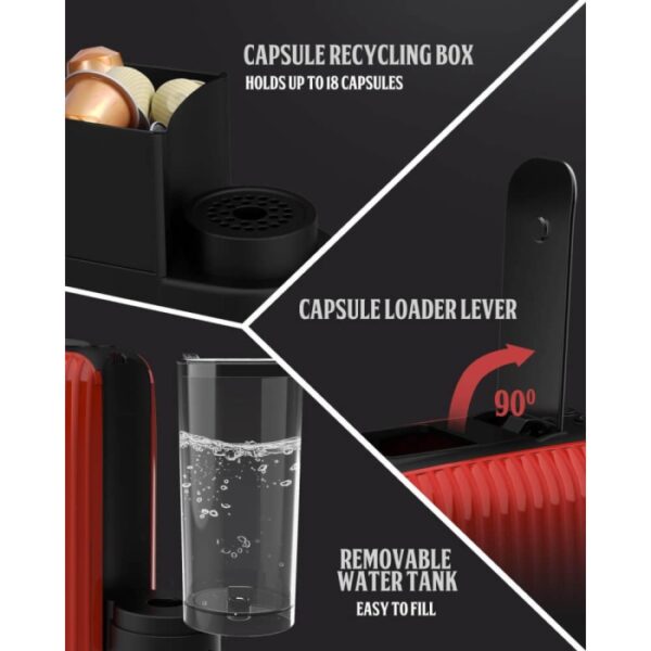 Machine café à capsules Nespresso FLORENCE 1400W 1L - Rouge