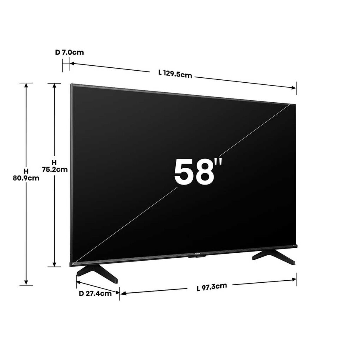 Dimension et connectique TV Hisense 58A6N- TV Hisense Tunisie