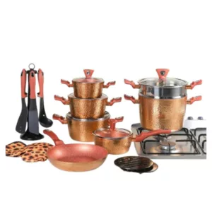 Batterie de Cuisine 23 pièces en Granite Effet Cuivre