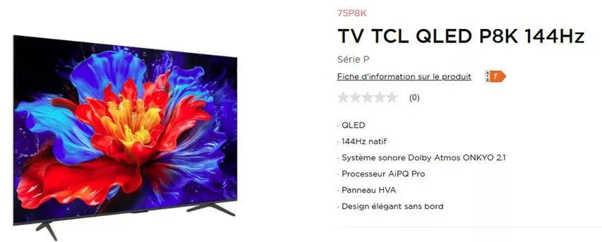 TV TCL QLED 85P8K design et audio Tunisie