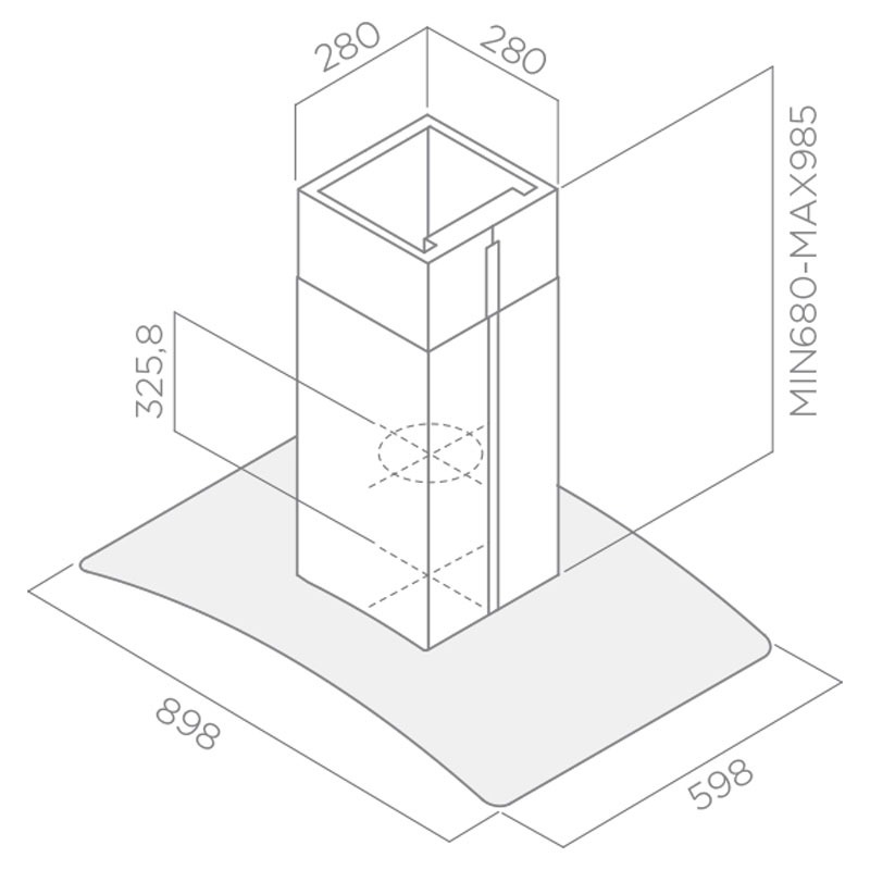 Hotte centrale 90cm Focus F915X - Inox & Vitre