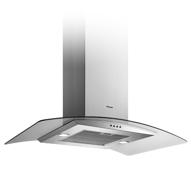 hotte centrale 90cm Focus F915X Inox Vitre