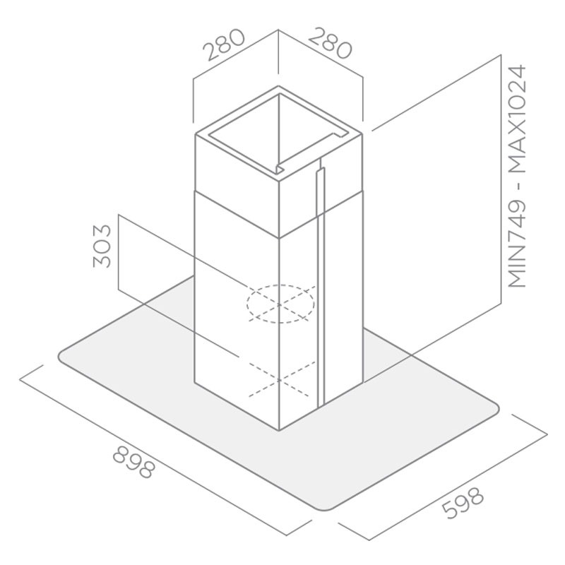hotte centrale Focus F917X 90cm inox vitre