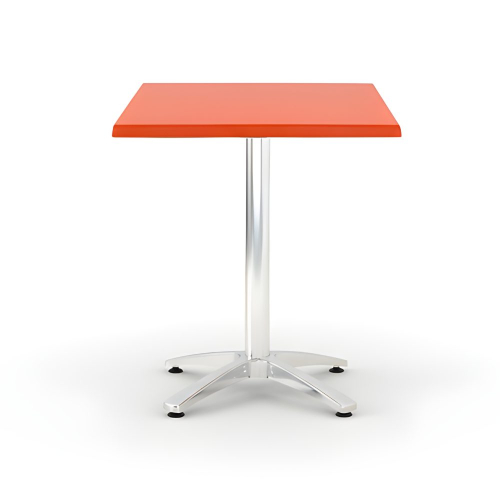 table bistrot 60 × 60 cm avec plateau Werzalit Socle aluminium 4 branches orange
