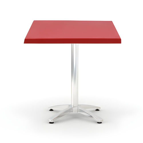 table bistrot 60 × 60 cm avec plateau Werzalit Socle aluminium 4 branches rouge Sotufab