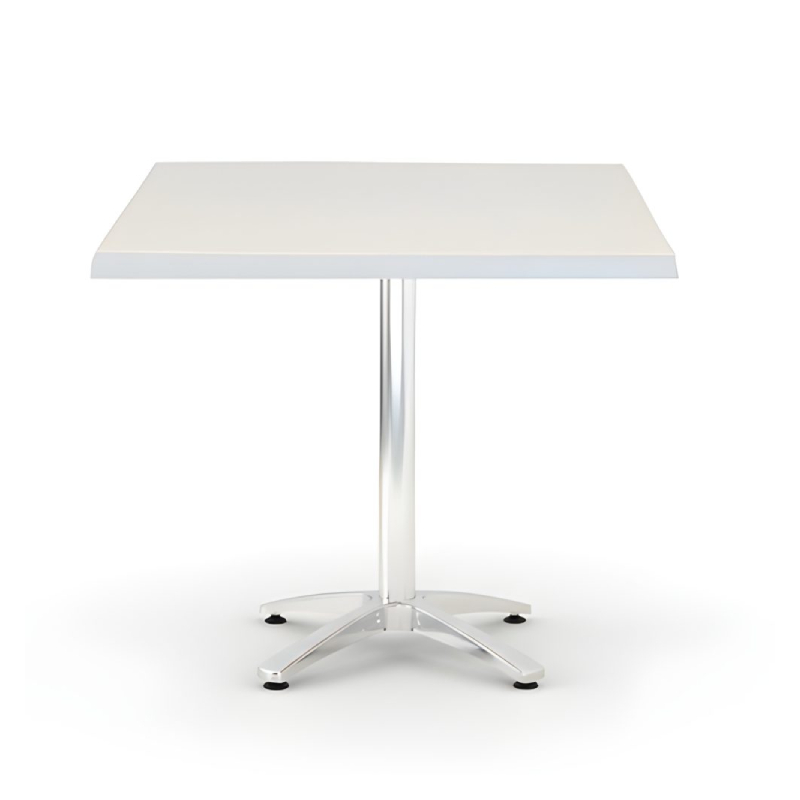 table bistrot 80 × 80 cm avec plateau Werzalit Socle aluminium 4 branches blanc