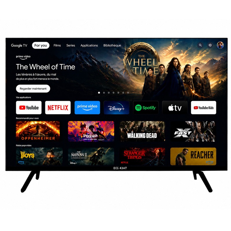 Ecosat 55′′ Qled 4K UHD Google TV Smart – Noir